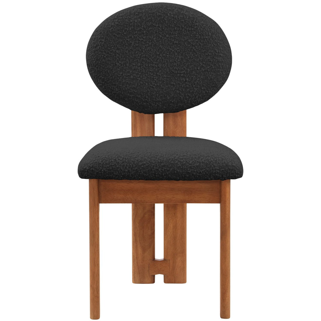 Napa Boucle Fabric Upholstered Dining Chair — Black / Stained Walnut