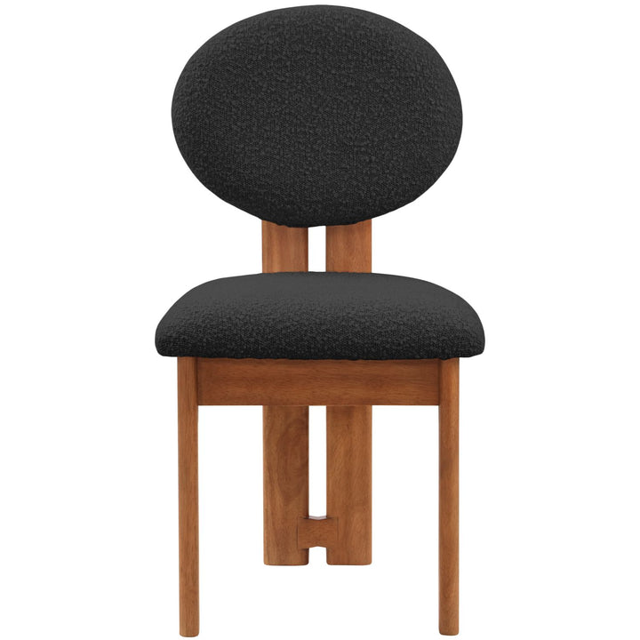 Napa Boucle Fabric Upholstered Dining Chair — Black / Stained Walnut