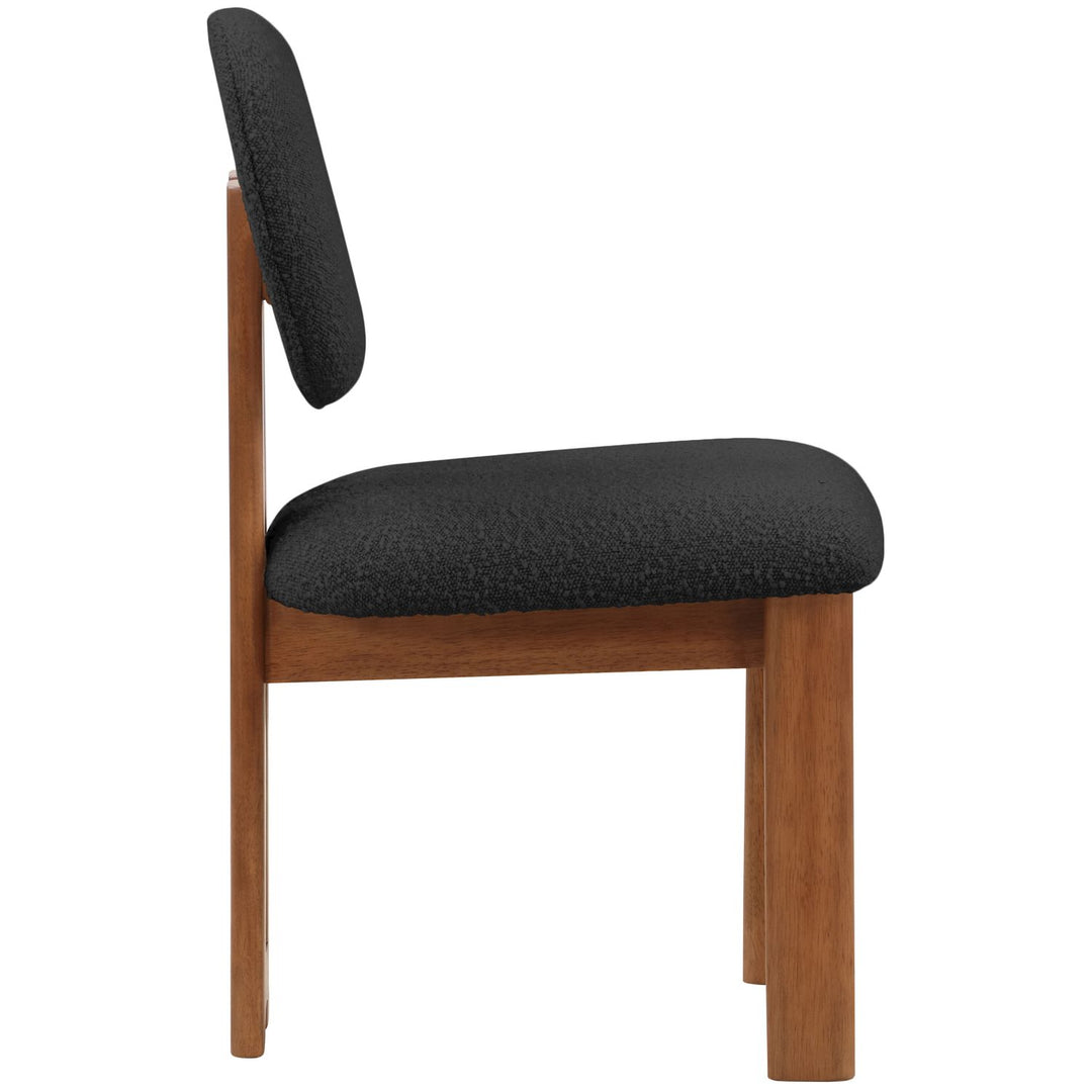 Napa Boucle Fabric Upholstered Dining Chair — Black / Stained Walnut