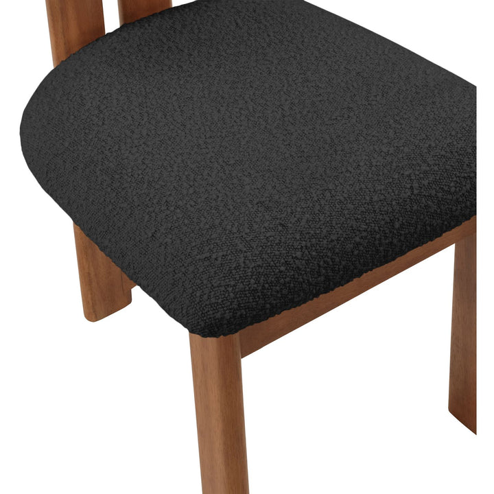 Napa Boucle Fabric Upholstered Dining Chair — Black / Stained Walnut