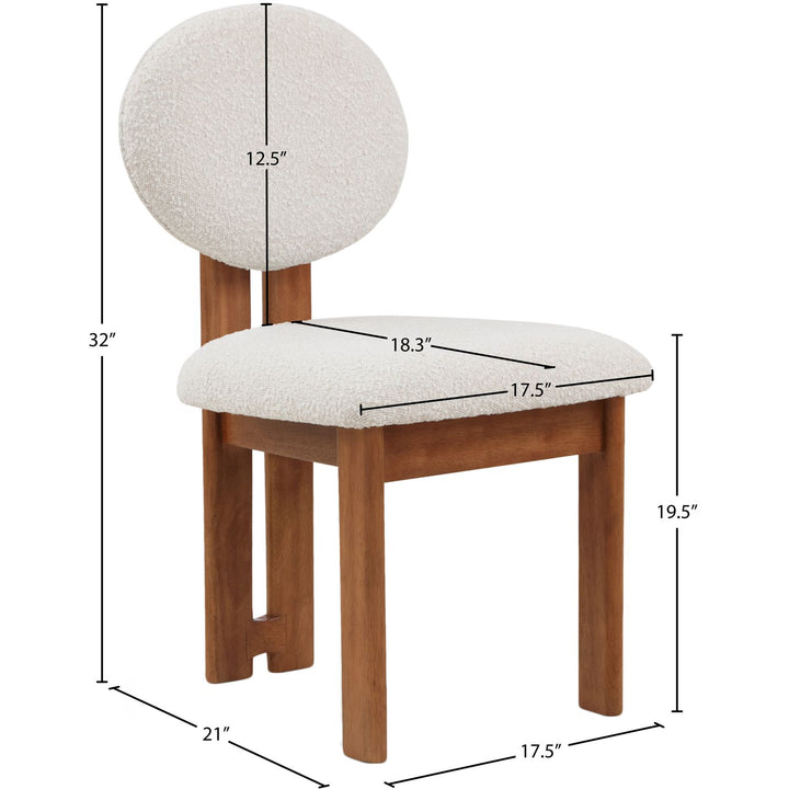 Napa Boucle Fabric Upholstered Dining Chair — Cream / Stained Walnut