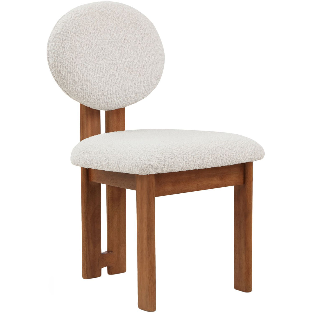 Napa Boucle Fabric Upholstered Dining Chair — Cream / Stained Walnut
