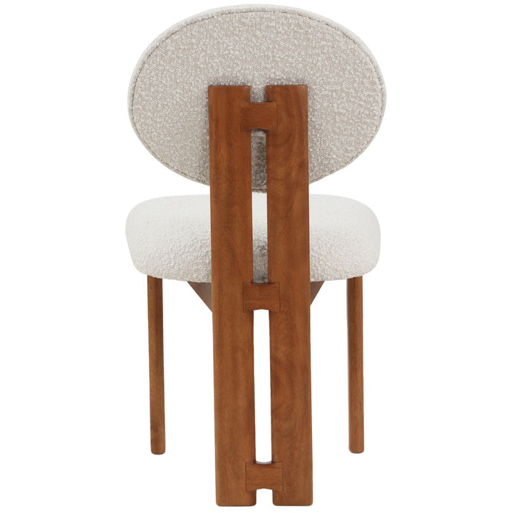 Napa Boucle Fabric Upholstered Dining Chair — Cream / Stained Walnut