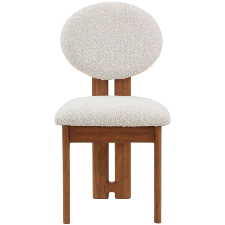 Napa Boucle Fabric Upholstered Dining Chair — Cream / Stained Walnut
