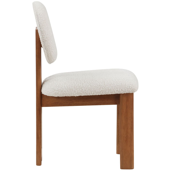 Napa Boucle Fabric Upholstered Dining Chair — Cream / Stained Walnut