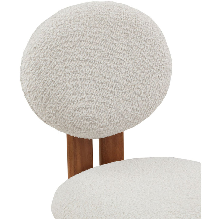 Napa Boucle Fabric Upholstered Dining Chair — Cream / Stained Walnut