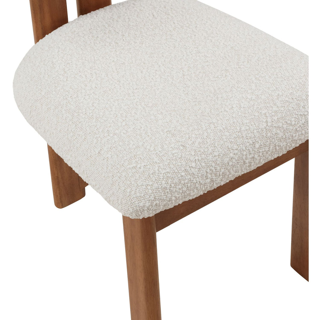 Napa Boucle Fabric Upholstered Dining Chair — Cream / Stained Walnut