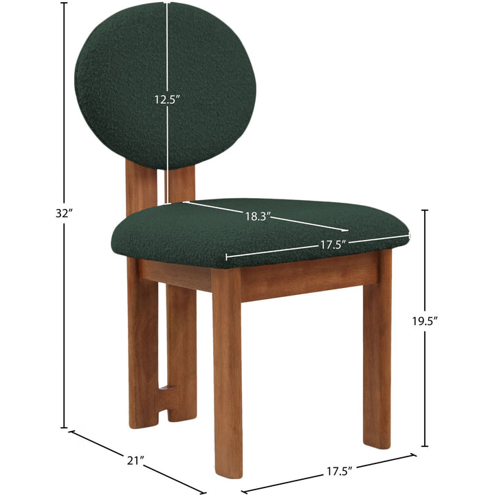 Napa Boucle Fabric Upholstered Dining Chair — Green / Stained Walnut