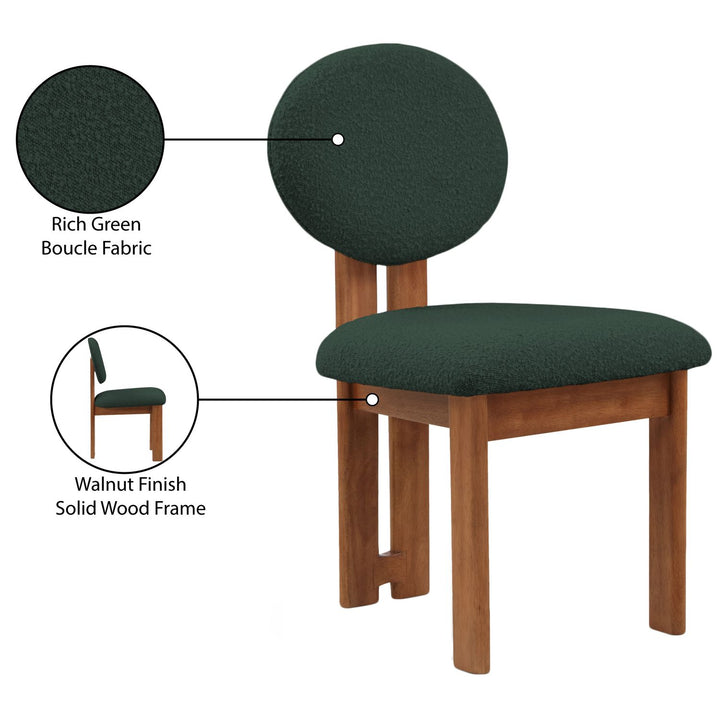 Napa Boucle Fabric Upholstered Dining Chair — Green / Stained Walnut