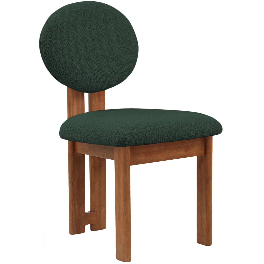 Napa Boucle Fabric Upholstered Dining Chair — Green / Stained Walnut