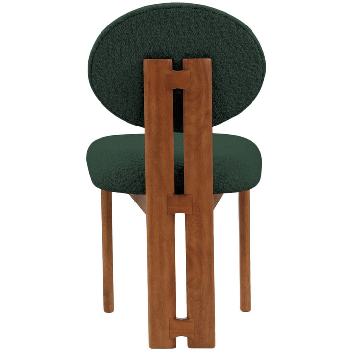 Napa Boucle Fabric Upholstered Dining Chair — Green / Stained Walnut