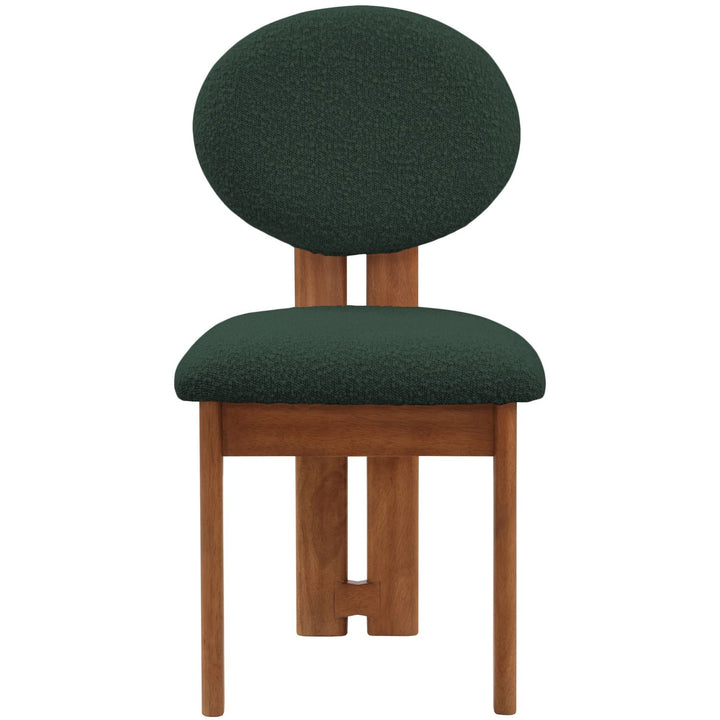 Napa Boucle Fabric Upholstered Dining Chair — Green / Stained Walnut