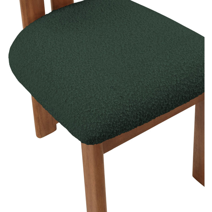 Napa Boucle Fabric Upholstered Dining Chair — Green / Stained Walnut
