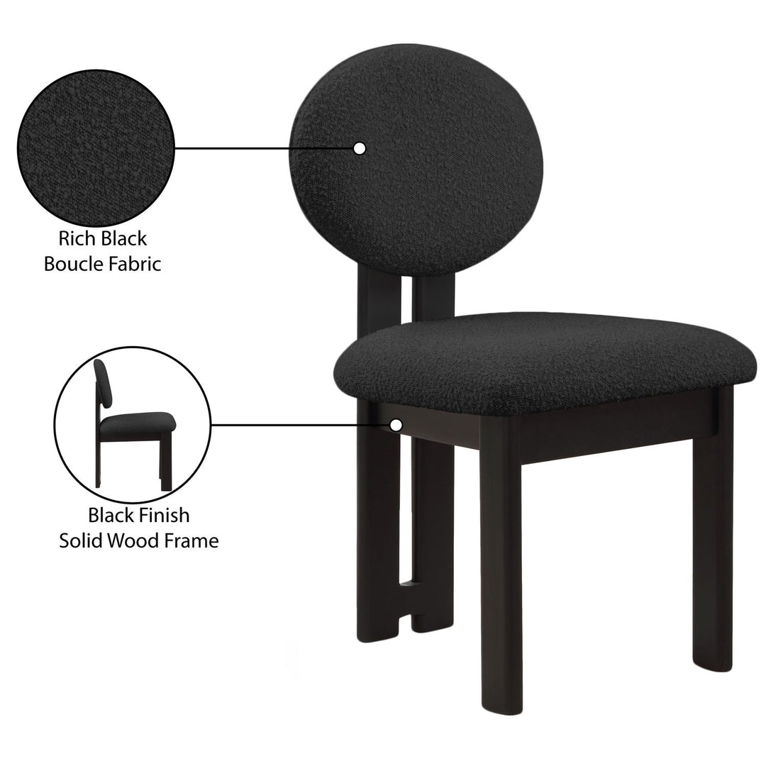 Napa Boucle Fabric Upholstered Dining Chair — Black / Stained Black