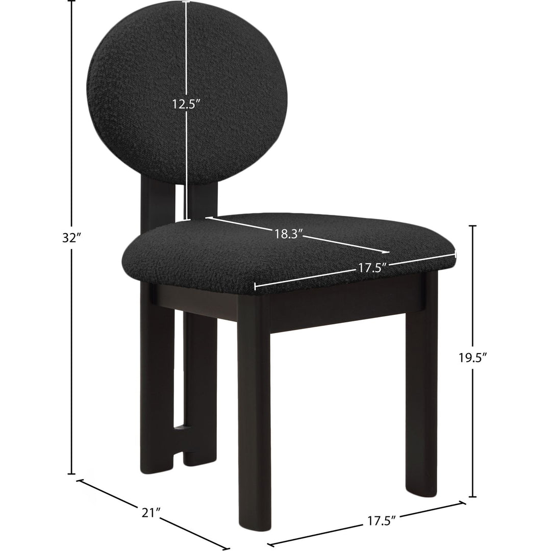 Napa Boucle Fabric Upholstered Dining Chair — Black / Stained Black