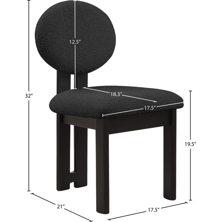 Napa Boucle Fabric Upholstered Dining Chair — Black / Stained Black