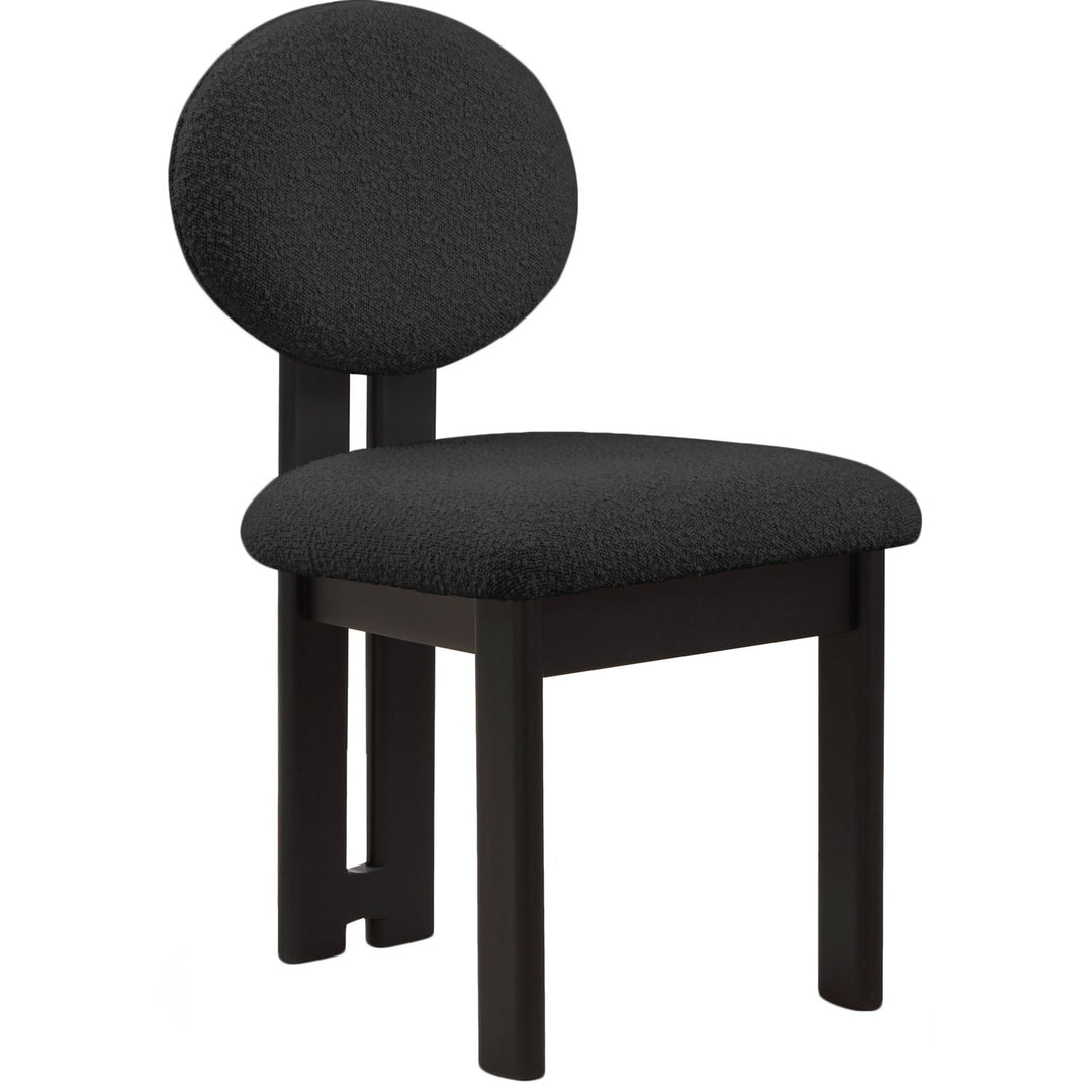 Napa Boucle Fabric Upholstered Dining Chair — Black / Stained Black