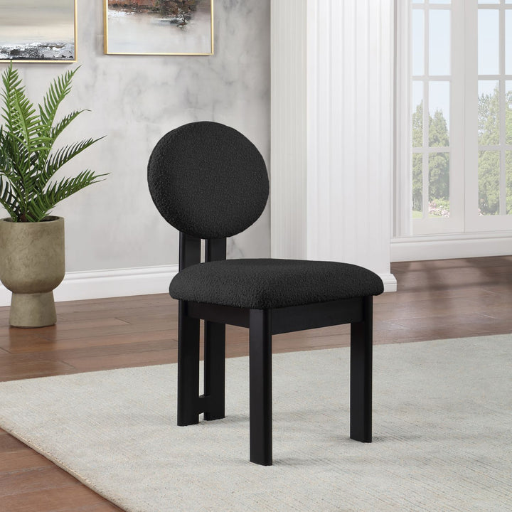 Napa Boucle Fabric Upholstered Dining Chair — Black / Stained Black