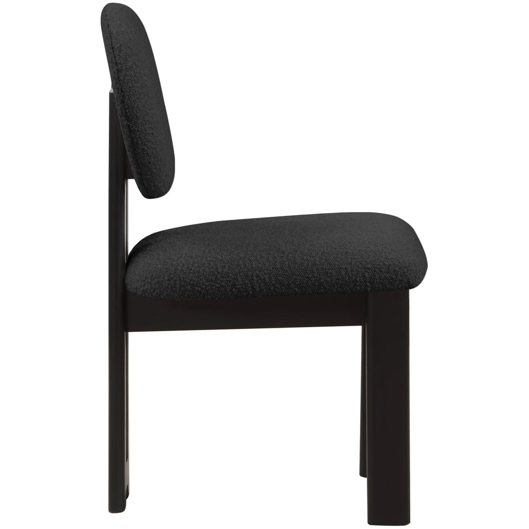 Napa Boucle Fabric Upholstered Dining Chair — Black / Stained Black