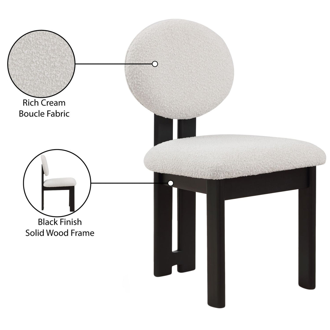 Napa Boucle Fabric Upholstered Dining Chair — Cream / Stained Black