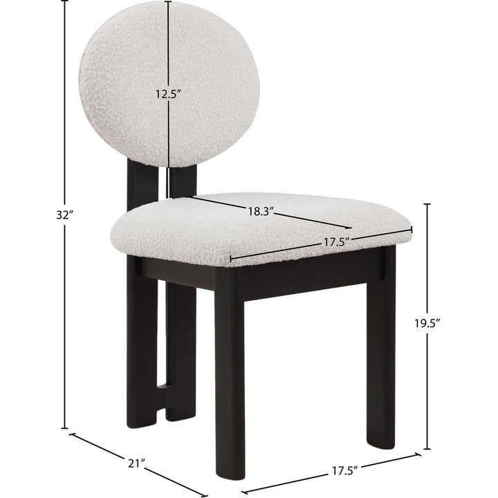 Napa Boucle Fabric Upholstered Dining Chair — Cream / Stained Black