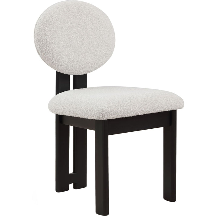 Napa Boucle Fabric Upholstered Dining Chair — Cream / Stained Black