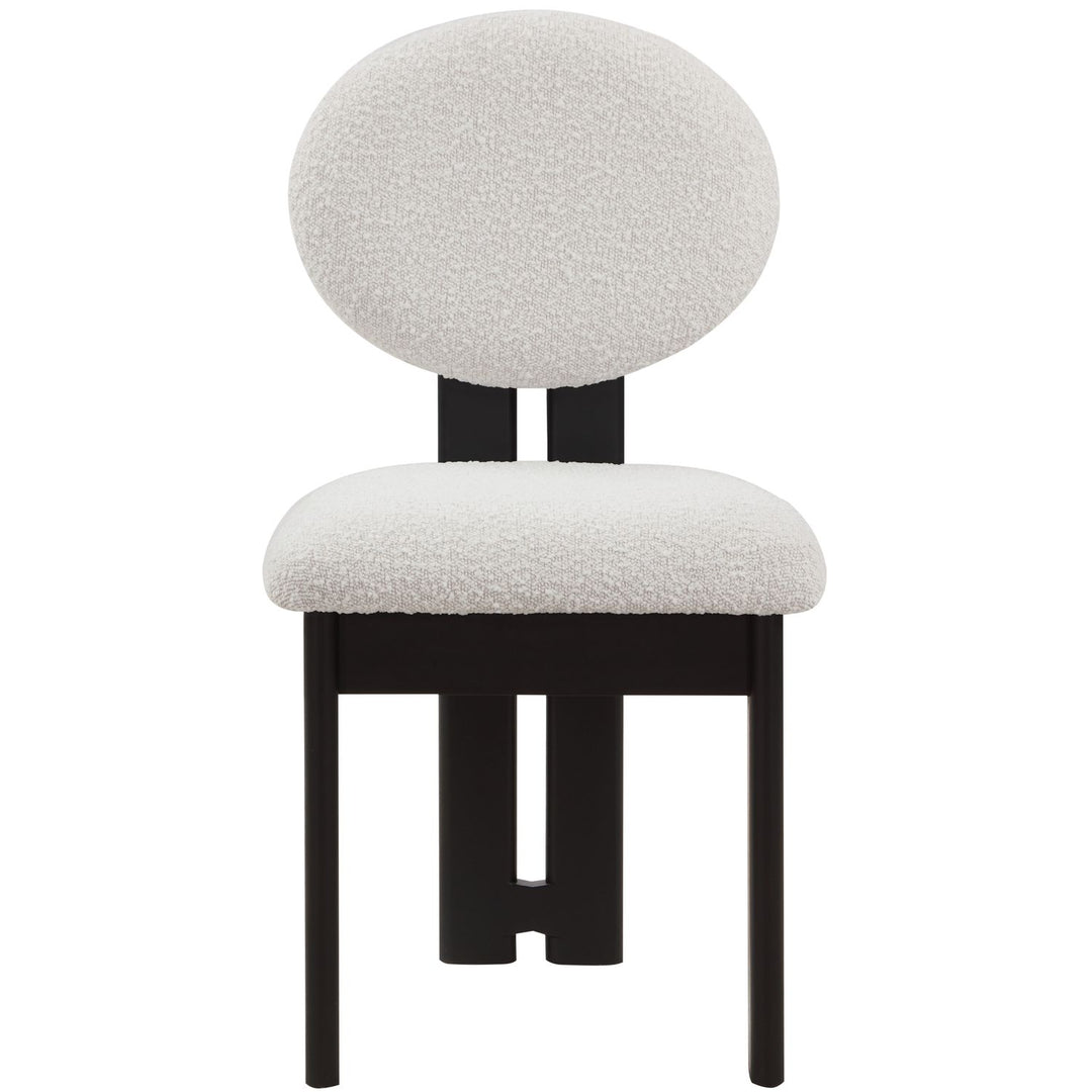 Napa Boucle Fabric Upholstered Dining Chair — Cream / Stained Black