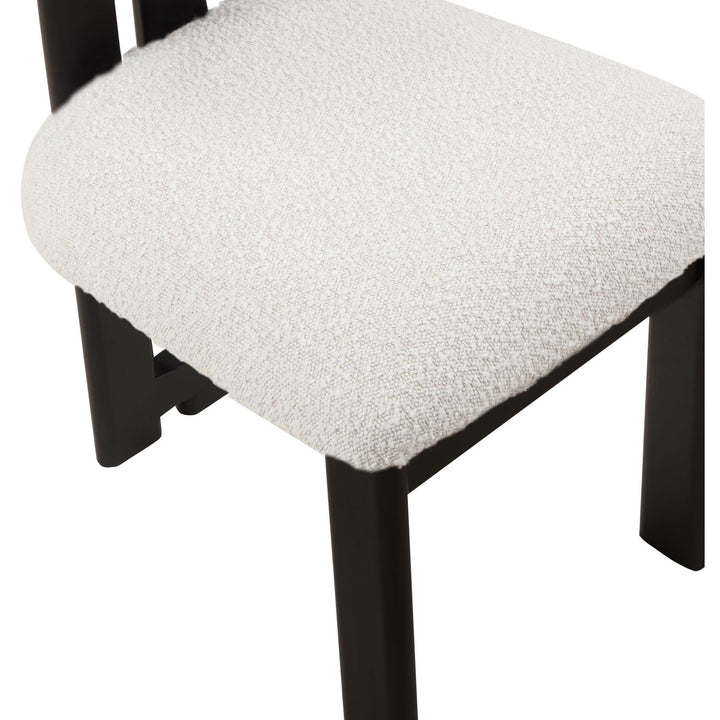 Napa Boucle Fabric Upholstered Dining Chair — Cream / Stained Black