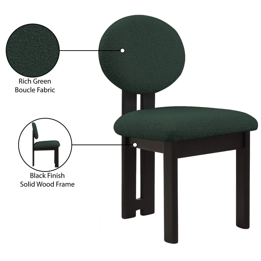 Napa Boucle Fabric Upholstered Dining Chair — Green / Stained Black
