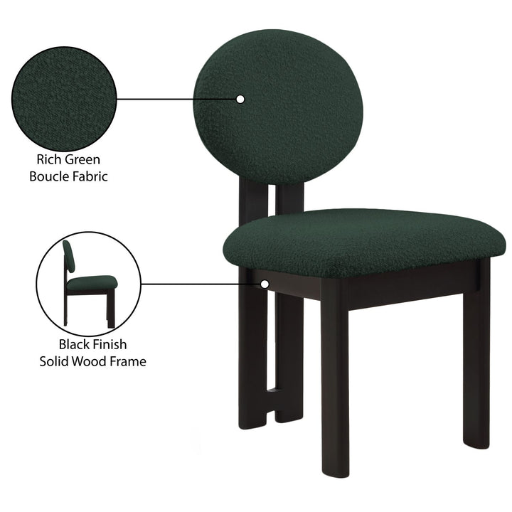 Napa Boucle Fabric Upholstered Dining Chair — Green / Stained Black