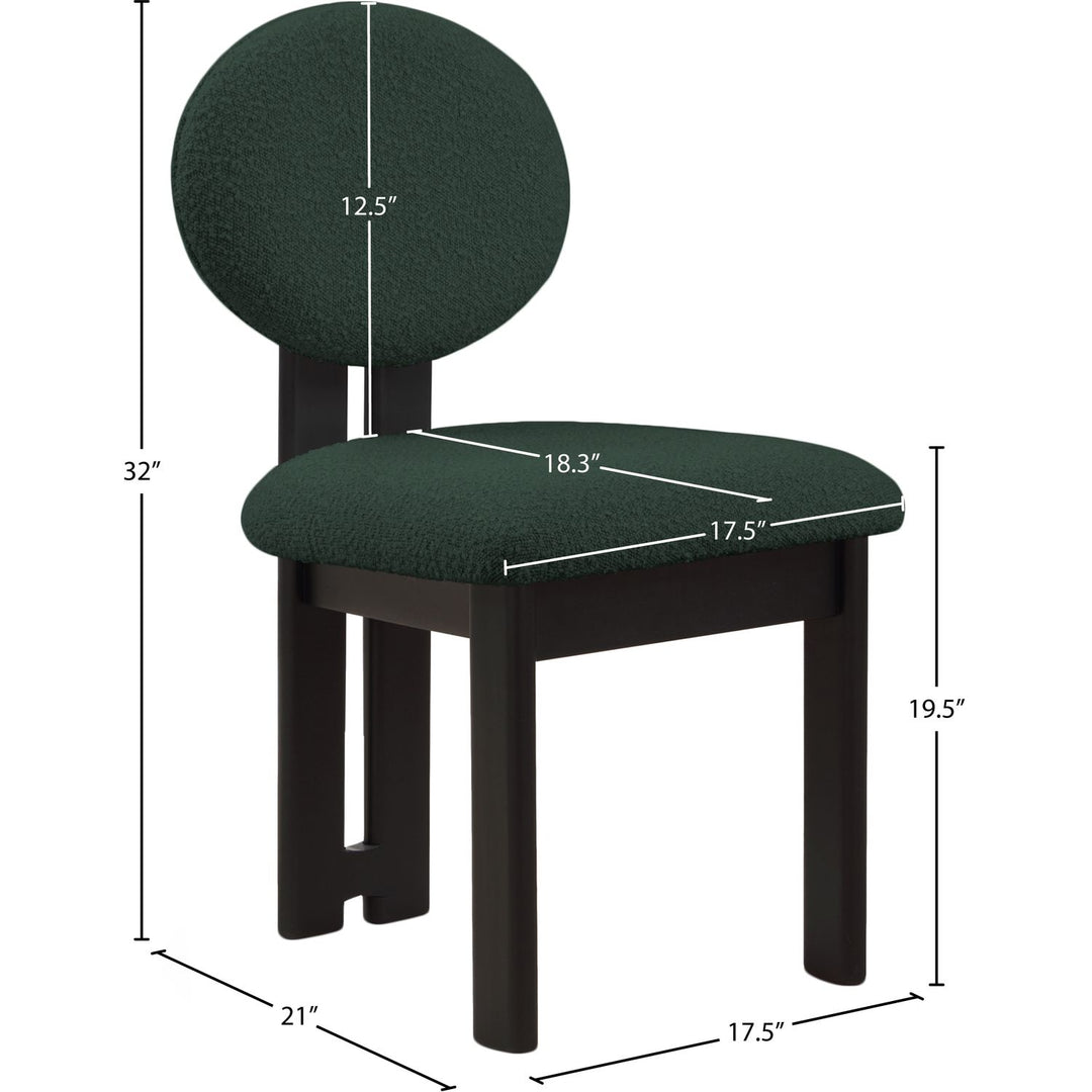 Napa Boucle Fabric Upholstered Dining Chair — Green / Stained Black