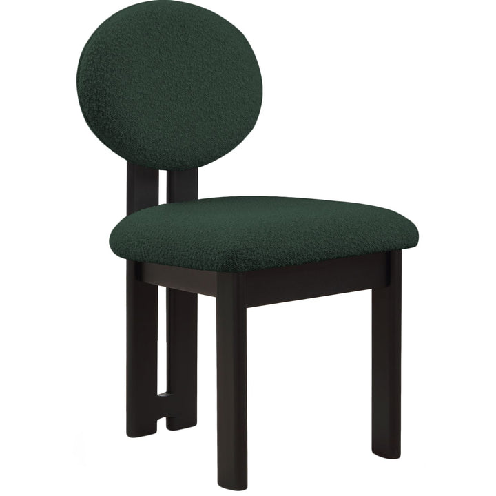 Napa Boucle Fabric Upholstered Dining Chair — Green / Stained Black