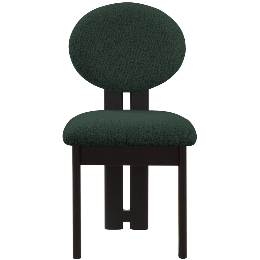 Napa Boucle Fabric Upholstered Dining Chair — Green / Stained Black