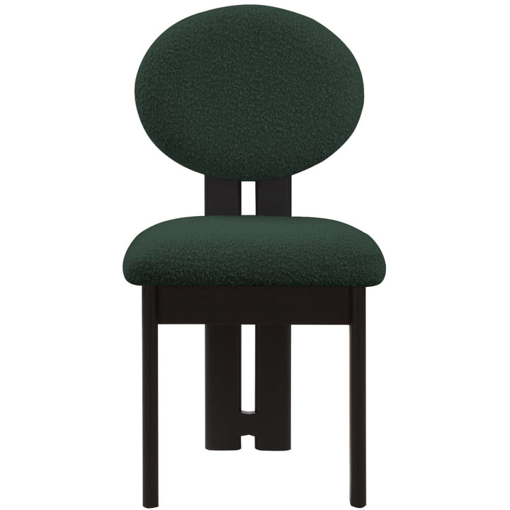Napa Boucle Fabric Upholstered Dining Chair — Green / Stained Black
