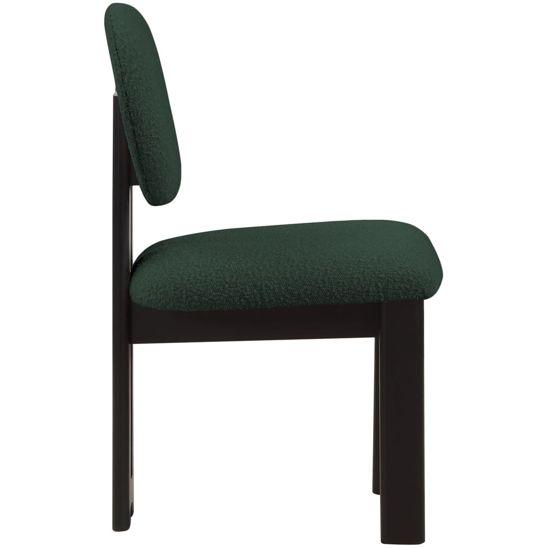 Napa Boucle Fabric Upholstered Dining Chair — Green / Stained Black