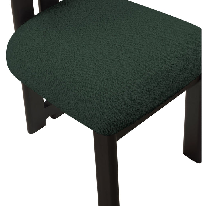 Napa Boucle Fabric Upholstered Dining Chair — Green / Stained Black