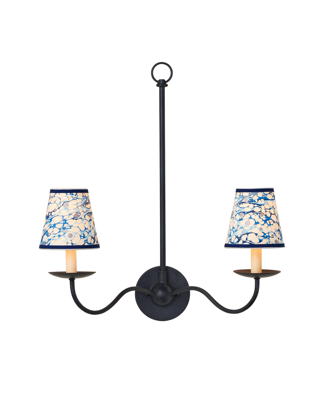 Marble Blue Lace Paper Tapered Chandelier Shade