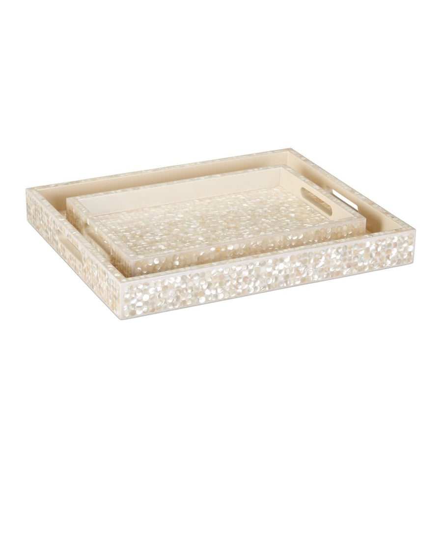 Serveware: Trays Gerri Dot Mother of Pearl Tray Set of 2