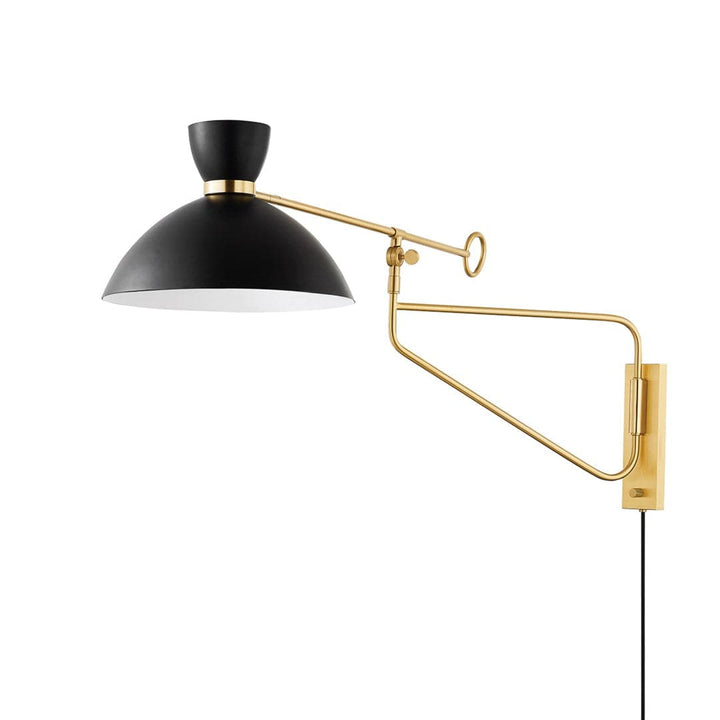 Cranbrook 1 Light Portable Wall Sconce-Hudson Valley-HVL-8514-AGB/SBK-Wall LightingAged Brass / Soft Black-1-France and Son