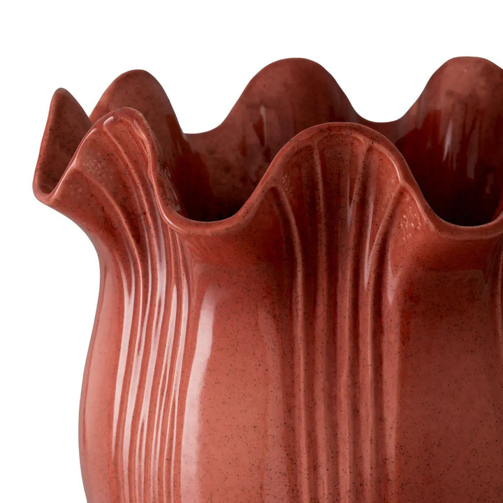 Vase Tulipa Coral Red Ceramic - image 4