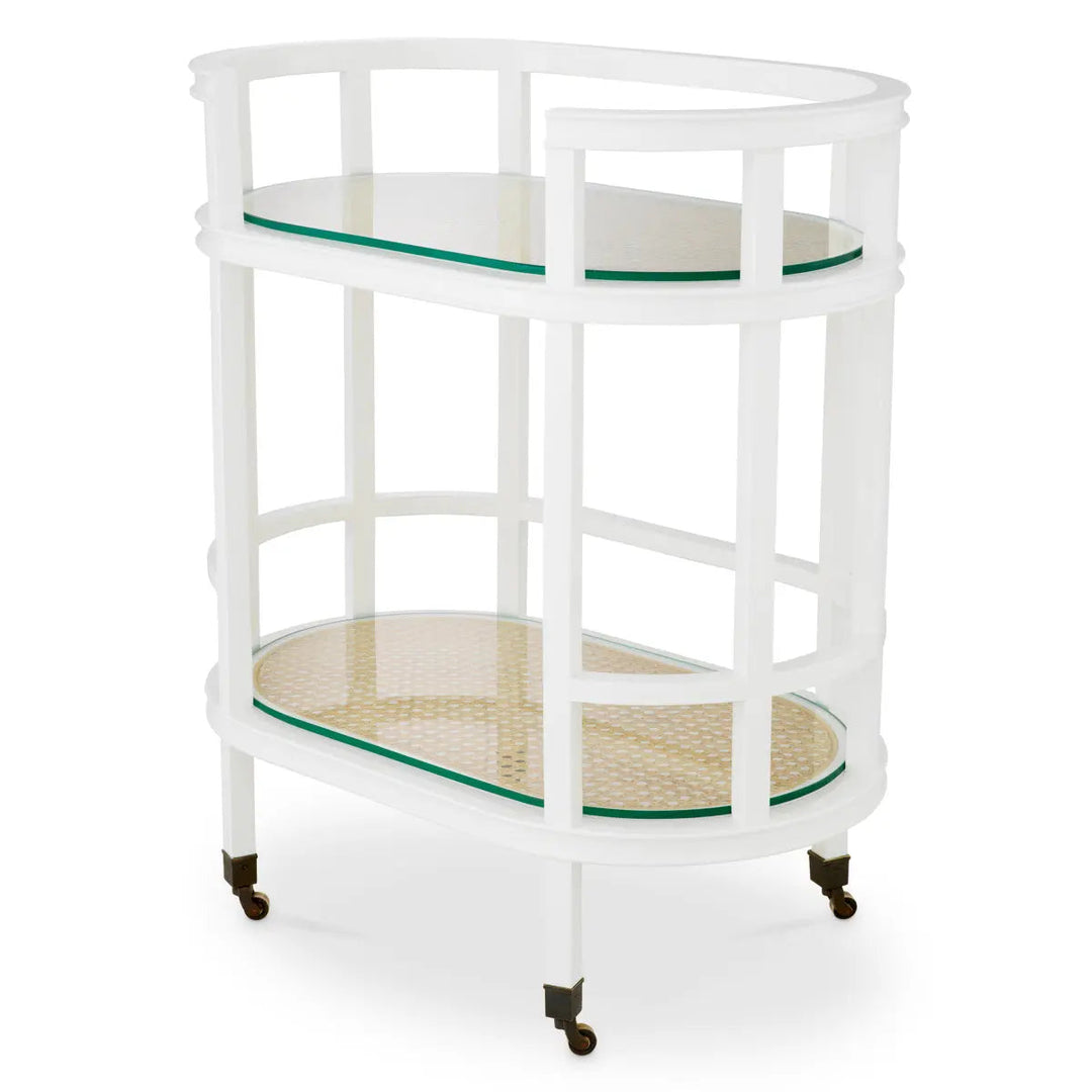Trolley Bahamas Piano White Finish Natural Cane - image 4