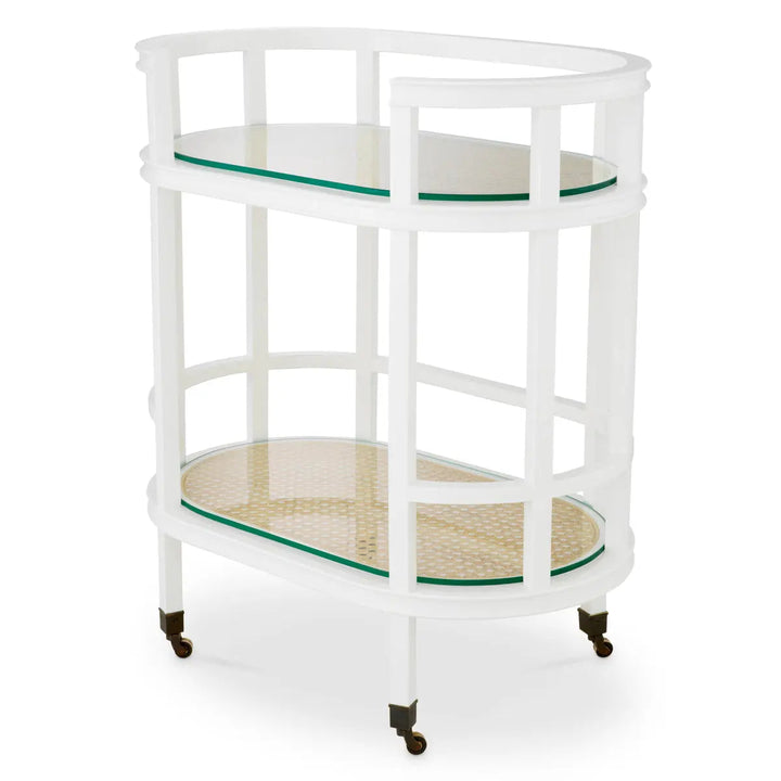 Trolley Bahamas Piano White Finish Natural Cane - image 4