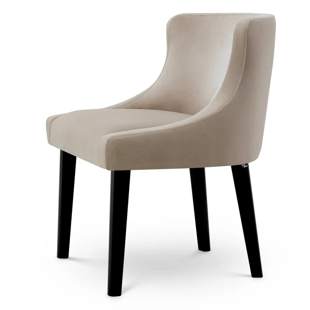 Dining Chair Chavelle Black Finish Torrin Natural Velvet - image 4