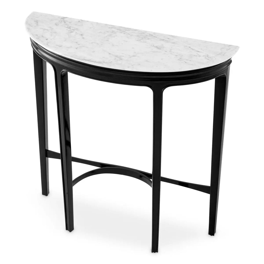 Console Table Rochefort Piano Black Finish White Carrera Marble - image 4