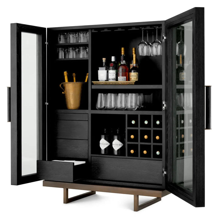 Bar Cabinet Connaught Charcoal Grey Oak Veneer Bronze Finish - image 4