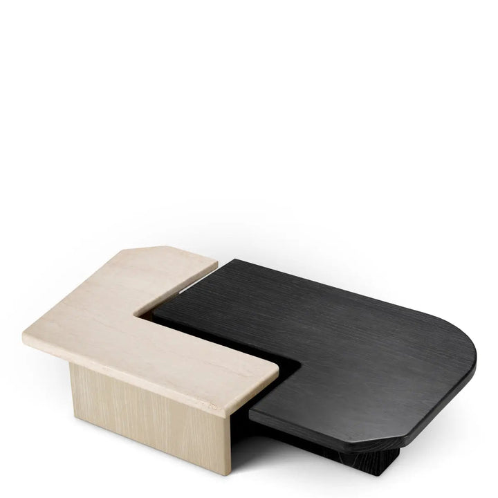 Coffee Table Yardham Charcoal Grey Oak Veneer Beige Marble Set Of 2 - image 4