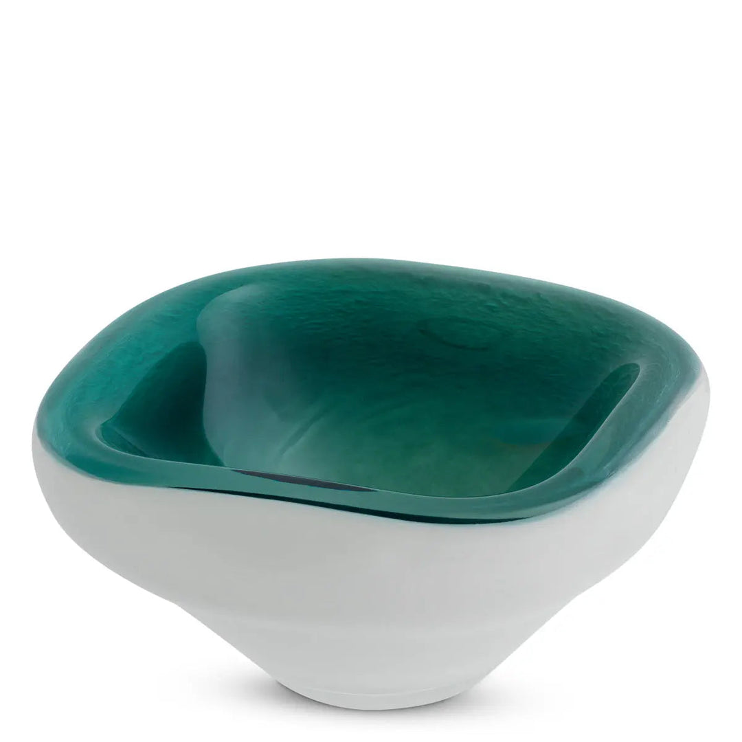 Bowl Aureum Dark Green White Glass - image 4
