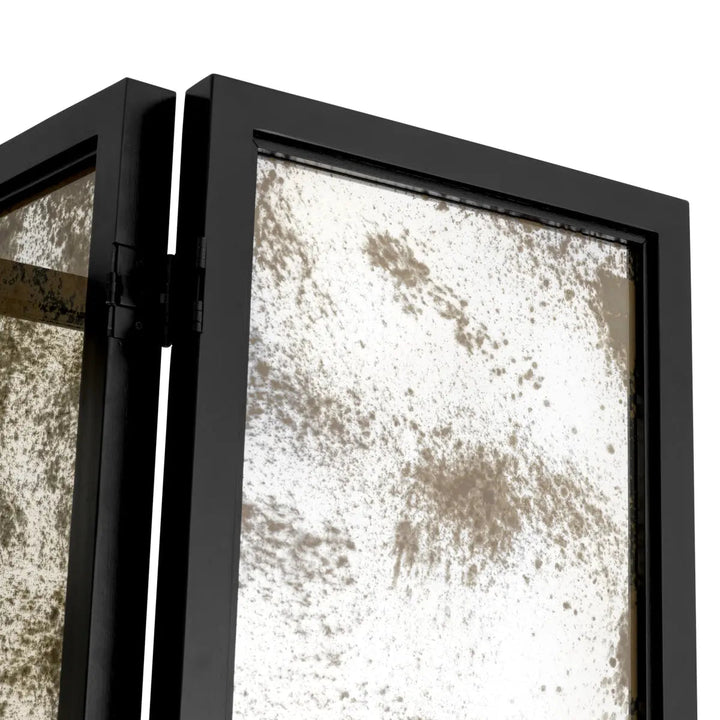 Folding Screen Jacques Classic Black Finish Antique Mirror Glass - image 4