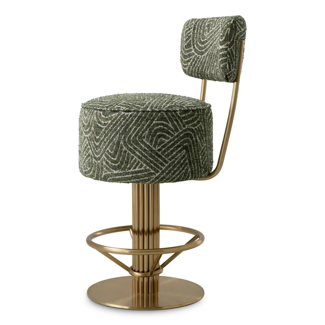 Counter Stool Carleton With Back Camari Green Brushed Brass Finish - image 4