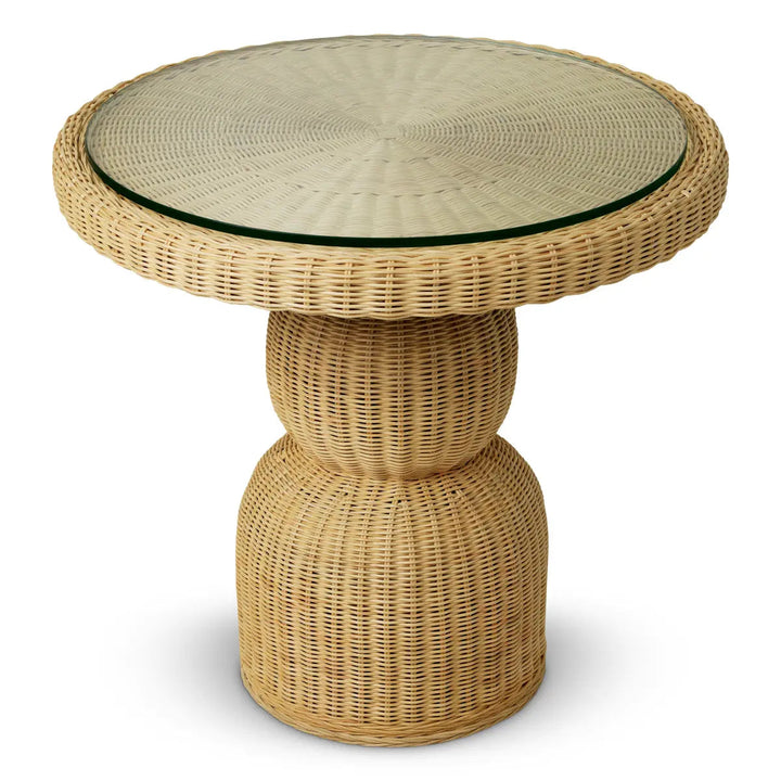 Dining Table Tiago Round Natural Rattan Incl Glass Top - image 4